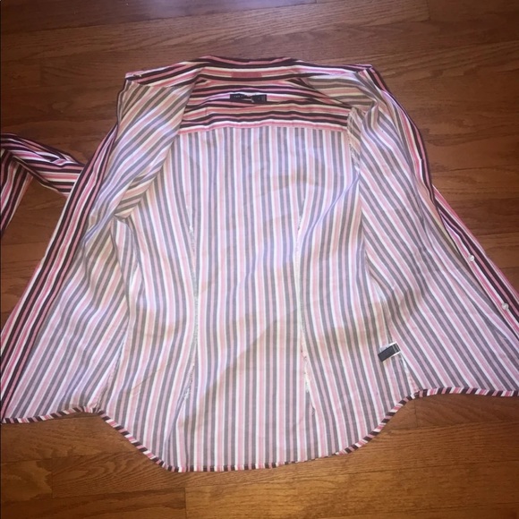 Pink stripe button down collar dress shirt L - Picture 7 of 8